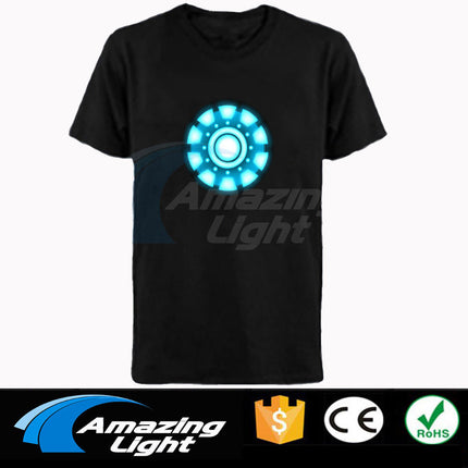 Rechargeable USB Iron Man Touch Luminous T-Shirt Wireless Multifunctional Voice Control Luminous T-Shirt LED Avengers