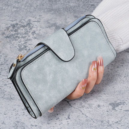 Cross-Border Hot Selling Long Buckle Women's Wallet Coin Purse Multi-Color Card Slot Mobile Phone Bag Clutch Bag Card Holder Wallet