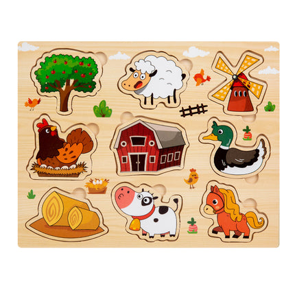 Cross-border Wooden Children's Early Education Interesting Enlightenment Cognition Matching Jigsaw Puzzle Exercise Hand-eye Coordination Educational Toys
