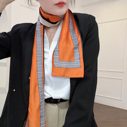 Spring and Summer New Double-layer New Silk Satin Neck Protection Scarf Women's Autumn and Winter Matching Shirt Elegant All-match Scarf