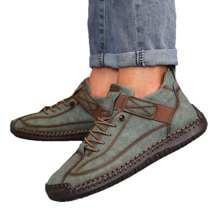 Spring and Autumn New Fashion Couple Leather Boots Outdoor Casual Men's and Women's Large Size Short Boots Foreign Trade Hand-Sewn Men's Boots