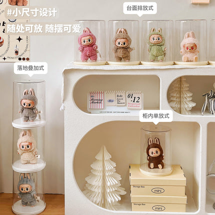 Labubu Bubble Mart Display Box Transparent Rotatable Blind Box Display Stand Storage Labubu Hand-Made Display Cabinet
