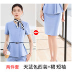 Two-piece set sky blue suit + skirt / S