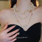 061 white beads hollow four-leaf clover