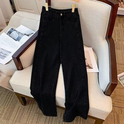 Jeans Women's Design Sense High Waist Mop Pants All-match Spring and Autumn Retro Loose Slimming Straight Pants Wide Leg Pants