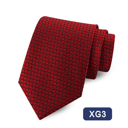 Source Tie Men's Polyester Yarn-dyed Jacquard Fabric Fine Plaid Business Casual Wine Red Wedding Tie
