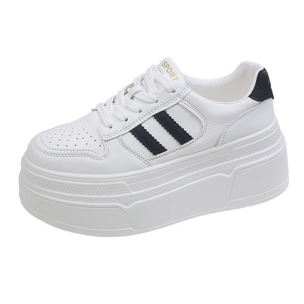 Popular White Sneakers for Women 2026 Spring New Thick-Soled Height-Increasing Casual Shoes Lace-Up Casual Sports Sneakers Women's Height-Increasing Shoes