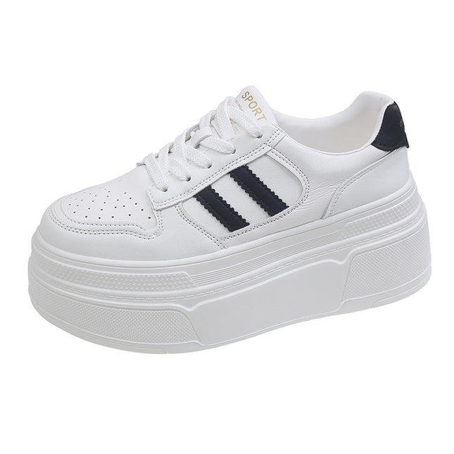 Popular White Sneakers for Women 2026 Spring New Thick-Soled Height-Increasing Casual Shoes Lace-Up Casual Sports Sneakers Women's Height-Increasing Shoes