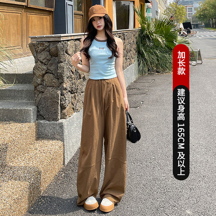 Wide-Leg Pants for Women Summer 2025 New Petite Straight Pants Loose High-Waisted Drape Floor-Length American-Style Cargo Pants