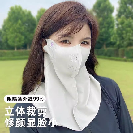 3D Neck Protection Sunscreen Mask Upf Anti-Ultraviolet Women's Face Kini Driving Ice Silk Breathable Summer Full Face