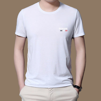 T-Shirt for Men 2022 New Style Plain Ice Silk Quick-Dry Short-Sleeve Elastic Mesh Round Neck Thin Slim Fit Inner Wear