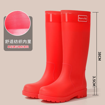Brand Direct Sales Rain Boots, Extra High Women's Rain Boots, Black Boots, Fashionable Women's Rubber Shoes, Fashionable Drawstring Long Water Boots