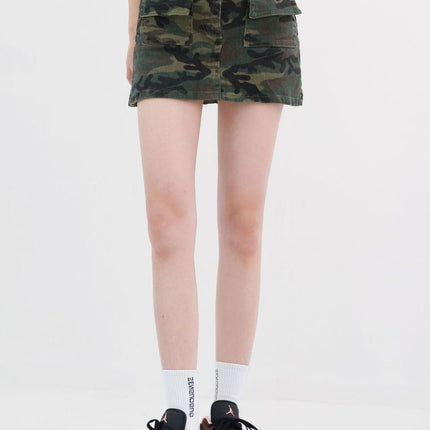 Army Green Skirt Denim Camouflage Skirt Women's Summer New High-Waist Hip-Covering Slimming European and American Sexy Hip-Hugging Skirt