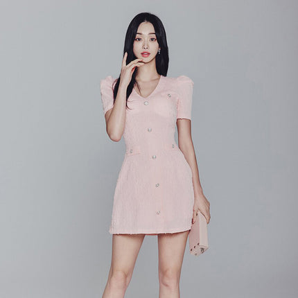 Foreign trade women's clothing 2024 new socialite temperament V-neck high-end light luxury slim A dress
