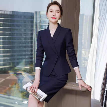 apricot Suit suit Female 2024 Spring and Autumn Hotel Beauty Salon Jewelry Store Front Desk Reception Professional Temperament Work Clothes