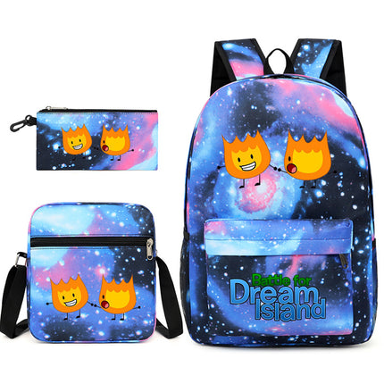 Battle for Dream Island Backpack Dream Island Schoolbag Three-Piece Canvas Backpack