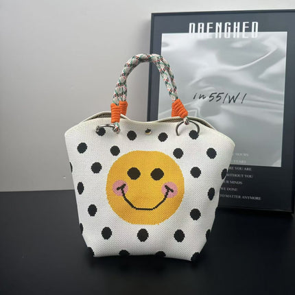 New Versatile and Cute Handbag Knitted Bag Tote Large Capacity Shoulder Bag Handbag Woven High-End Bag