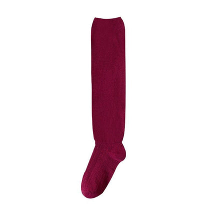 Women's Ankola Red Show Style Patchwork High Tube Socks with Vertical Stripes for Autumn and Winter, Long Tube Socks with Knee Pads and Leg Warmers for Women