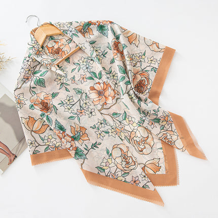 Cross-Border New Product Voile Print 110 Square Scarf Classic Lace Scarf Turban Malaysian Shawl