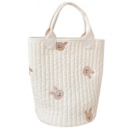 2022South Korea new baby stroller storage hanging bag feeding bottle diaper bag cotton embroidery portable bucket bag