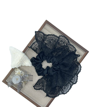 Double Lace Skirt Hair Ring Women's High-end Half-tie Hair Rope Elegant Low Ponytail Simple All-match Headline Hair Accessories
