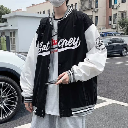 American-style Patchwork Letter Embroidered Cardigan Baseball Suit Men's and Women's Trendy Handsome Retro Fixtures Vertical Collar Jacket Jacket