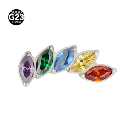F-136 titanium alloy multicolor stitching zircon horse eye five zirconium earnail lip nail ear bone nail piercing jewelry wholesale