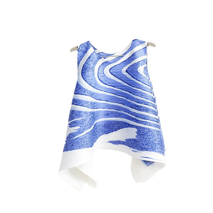 Original Single Fabric Miyake Fashion High-end suit Women's Summer Elegant Loose Sleeveless Top Pleated Pants Two-piece Set