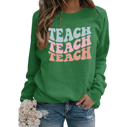 Amazon foreign trade source teach printed round neck jacket sweater European size European and American women's coat long sleeve autumn and winter