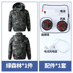 Green jungle hooded air conditioning suit + accessories / 165