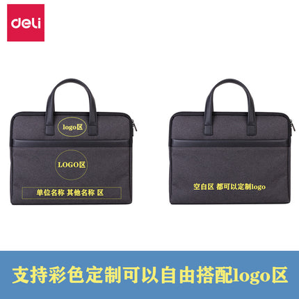 Deli 5590 Document Bag Printed logo Portable Business Briefcase Company Meeting Portable Document Bag
