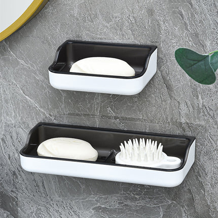 Wall-mounted Soap Box Bathroom Non-perforated Suction-cup Soap Box Bathroom Creative Double-layer Draining Rack Storage Rack