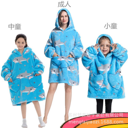 Men's and Women's Home Wear Jackets, Lazy Hooded Sweatshirts, Extended Thickeneded Blankets, Winter Warm and Cold-Proof Clothes, Couple's Nightgowns