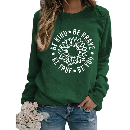 Foreign trade supply be like flower printed round neck jacket sweater European size ladies coat long sleeve cross-border autumn and winter