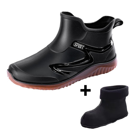 New Foreign Trade Rain Boots for Men, Short-Tube Waterproof Non-Slip Work Rubber Shoes, Low-Top Soft-Soled Fishing Rain Boots, Men's Water Shoes