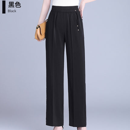 Straight-Leg Pants for Middle-Aged and Elderly Women, Summer Thin Loose Slimming Pants, Mom Pants, Simple Loose Casual Long Pants