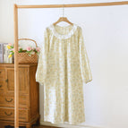 Ll crepe round neck lace long sleeve skirt-monet garden orchid / M