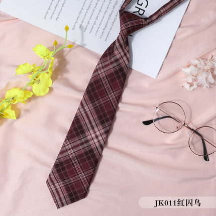 jk Japanese Style Plaid Women's Collar Flower Black Tie Collar String College Style Ribbon Bow Shirt ins Sailor Suit