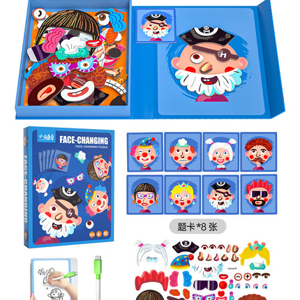 Children's puzzle magnetic puzzle 3 to 6 years old change magnetic stickers 2 Boys 4 girls Pingtu early childhood baby toys