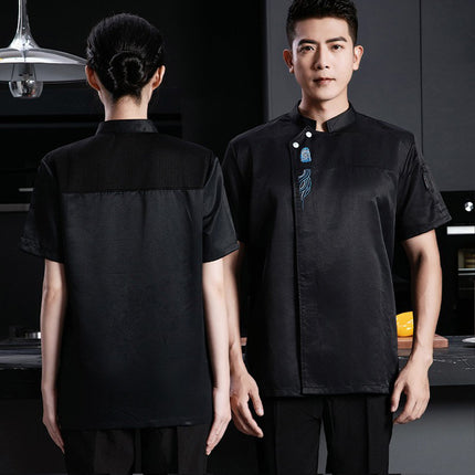 Chef Clothing Men's Short-sleeved Thin Breathable Mesh Wear-resistant Chef Work Clothes Long-sleeved Hotel Kitchen Hot Pot Baking