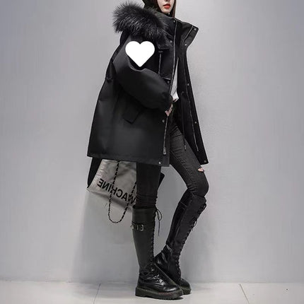 Parka for Women 2025 Winter New Thickened Warm Workwear Cotton Coat Loose Cotton Jacket Versatile Waist-Cinching Hooded Outerwear