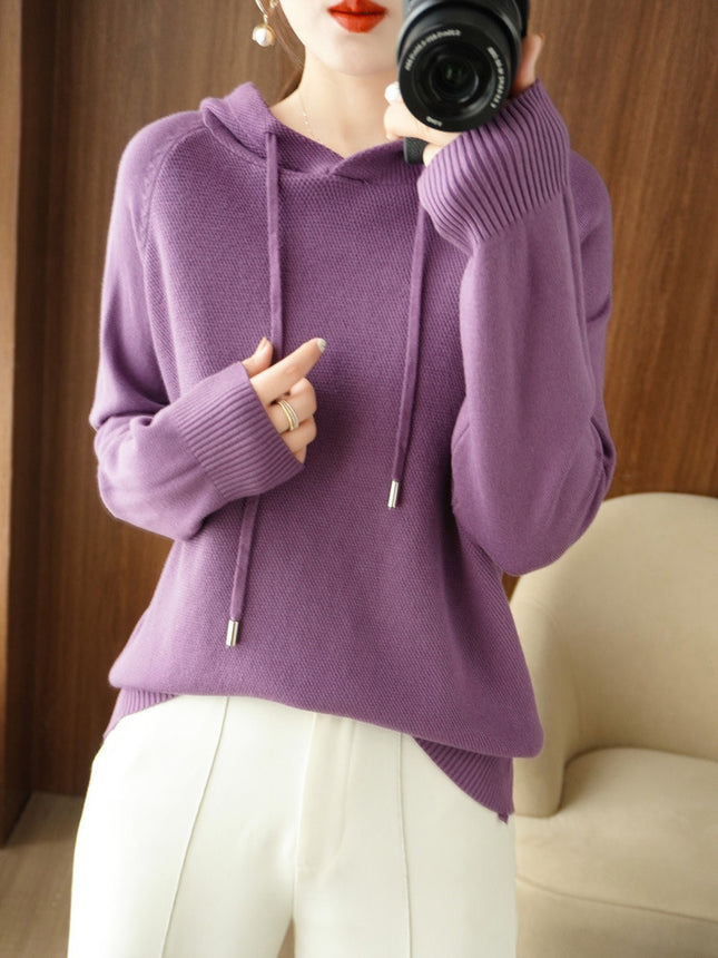 Lazy Style Hoodie Sweater for Women in Autumn and Winter Thickeneded Loose Knitted Hoodie Jacket for Women with Trendy Long-Sleeved Tops