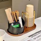 [walnut color cup holder storage model] small gold