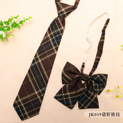 JK Uniform Accessories Non-Tie College Style Plaid Tie Collar Flower suit Flat Corner Bow Tie Feather Root Small Thing with Korean Style