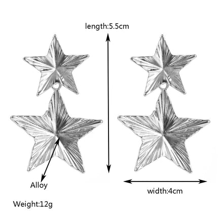 Cross-border fashion simple atmosphere earrings geometric love stars multi-layer earrings s925 silver needle exaggerated niche earrings