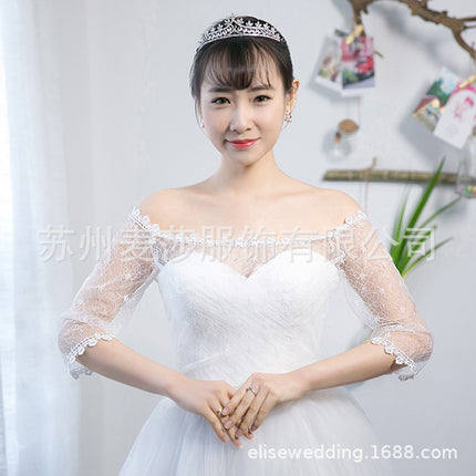 Spot Mesh Lace Shawl Women's Thin Pullover Cloak Bride Wedding Dress Wedding Shawl Ebay Amazon