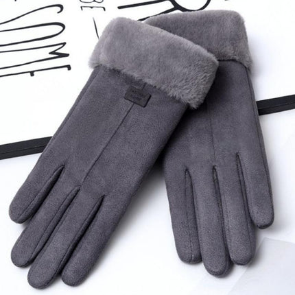 Gloves Women's Winter fleece-lined Thickened Warm Driving Cute Riding Autumn and Winter Windproof Cold-proof Touchscreen Cotton Gloves
