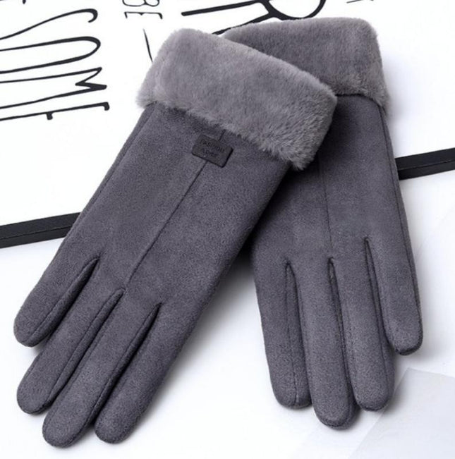 Gloves Women's Winter fleece-lined Thickened Warm Driving Cute Riding Autumn and Winter Windproof Cold-proof Touchscreen Cotton Gloves