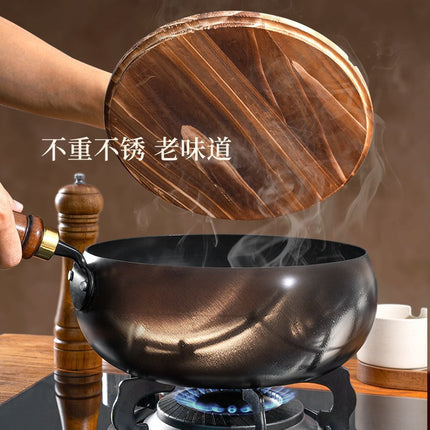 Zhangqiu Iron Pot Large Belly Pot Handmade Forged Small Wok Mini Small Iron Pot Uncoated Non-stick Household Wok