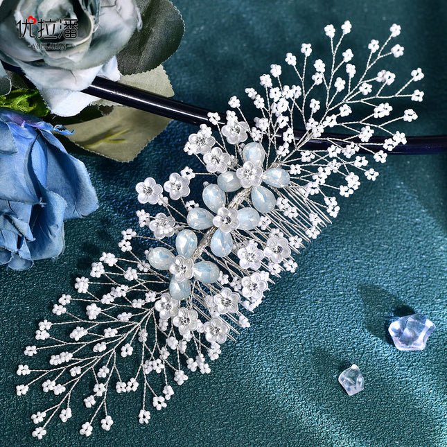 Youlapan Bridal Jewelry Protein Rhinestone Hair Comb Birthday Wedding Updo Handmade Beaded Hair Accessory Comb Hp279